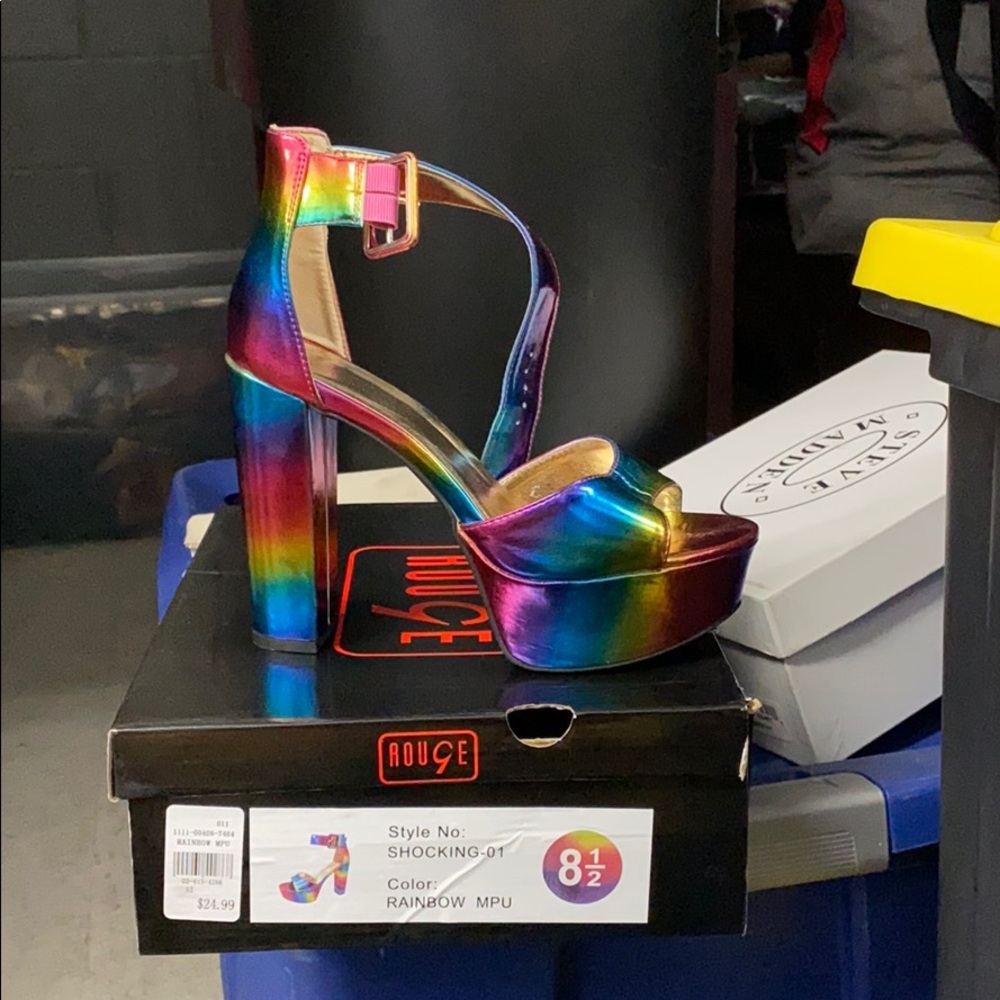 Rainbow heeled sandals